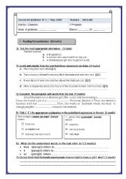 English Worksheet: full end of term exam