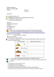 English worksheet: Helth and food