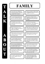 English Worksheet: Family - 18 conversation cards - upper-intermediate level (editable)