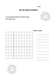 English Worksheet: Your own beach crossword!