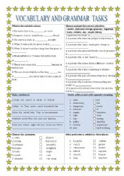 Vocabulary and grammar tasks