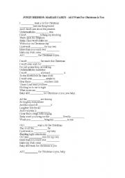 English Worksheet: Song: All I want for Christmas is you