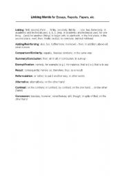 English Worksheet: Linking words