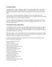 English worksheet: Seamans Prayer