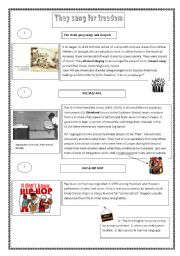 English Worksheet: they sang freedom -Reading comprehension