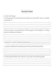 English Worksheet: The Selfish Giant