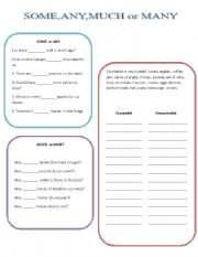 English Worksheet: SOME,ANY MUCH or MANY