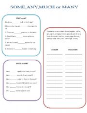 English worksheet: SOME,ANY MUCH or MANY