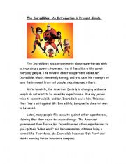 Reading Comprehension  for Incredibles movie