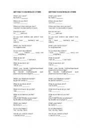 English Worksheet: Getting to know each other