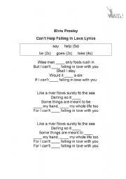 English worksheet: Elvis Presley_I cant help falling in love with you