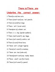 English Worksheet: There is/ There are