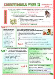 English Worksheet: CONDITIONALS TYPE II (intermediate level)