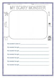 English Worksheet: My Scary Monster- Body Parts