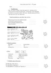 English Worksheet: Final English Test