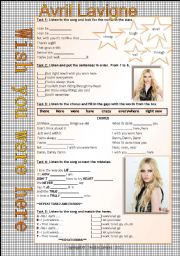 English Worksheet: WISH YOU WERE HERE - AVRIL LAVIGNE