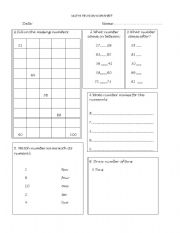 English worksheet: Numbers Revision