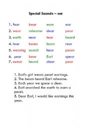 English Worksheet: ear phonic able