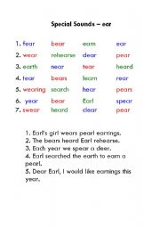 English worksheet: ear phonic able