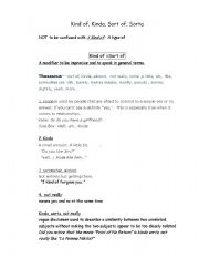 English worksheet: Kind of, Sort of