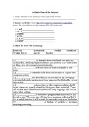 English worksheet: A quick tour of the internet