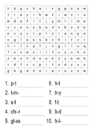 English Worksheet: Missing letter and wordsearch
