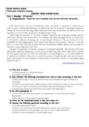 English Worksheet: false advertising
