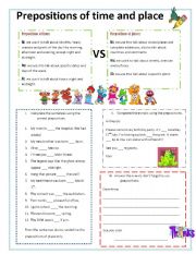 English Worksheet: Prepositions of time and place