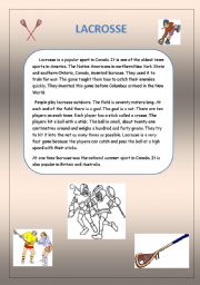 English Worksheet: Lacrosse