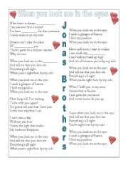 English Worksheet: Song: When you look me in the eyes