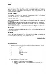 English worksheet: Reading Comprehension - The water