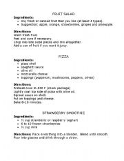English Worksheet: Make It Eat It Recipes for Kids