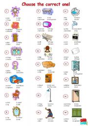 English Worksheet: Furniture *Multiple choice*