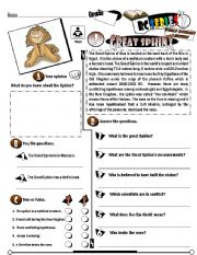 English Worksheet:  RC Series_World Wonders Edition_02 The Great Sphinx (Fully Editable) 