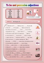 English Worksheet: To be and possessive adjectives