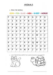 English worksheet: animals