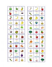 English Worksheet: Fruit and Vegetables Bingo