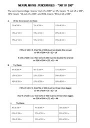 English worksheet: Introducing Percentages of an Amount
