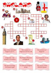 English Worksheet: England-a crossword for young learners