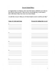 English worksheet: Desert Island Discs