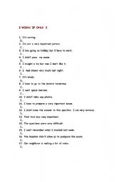 English Worksheet: I WISH/ IF ONLY 2