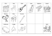 English Worksheet: Instruments Bingo 