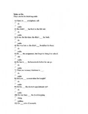 English Worksheet: Make or Do