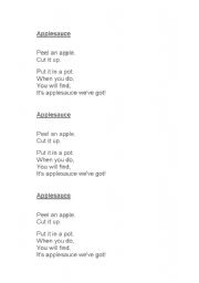 English Worksheet: Applesauce Poem