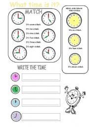 English Worksheet: What time is it?