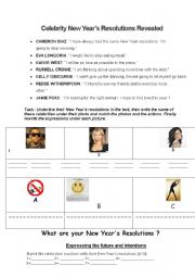 English Worksheet: New Years Resolutions revealed