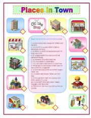 English Worksheet: Places in Town