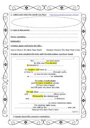 English Worksheet: New Years Resolutions POEM