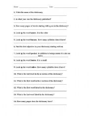 English Worksheet: Use a dictionary