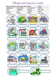 English Worksheet: Shops & places in town